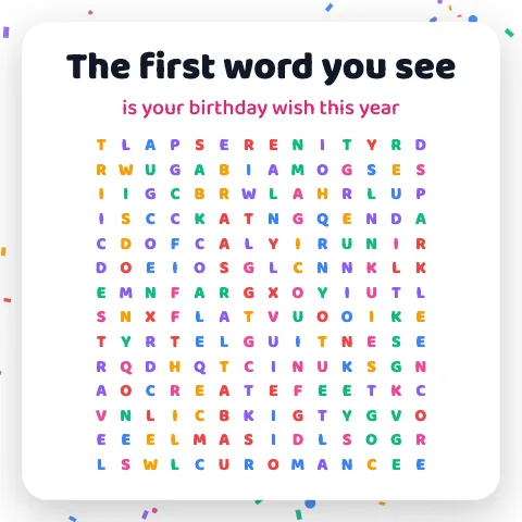 The first word you see is your birthday wish this year: word grid puzzle