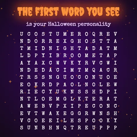 The first word you see is your Halloween personality: word grid puzzle