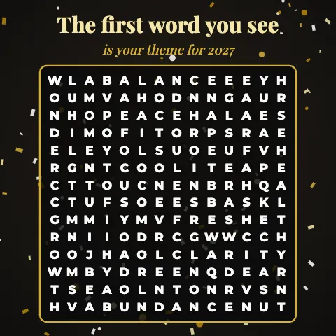 The first word you see is your theme for 2027: word grid puzzle