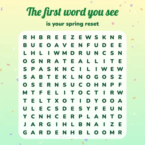 The first word you see is your spring reset: word grid puzzle