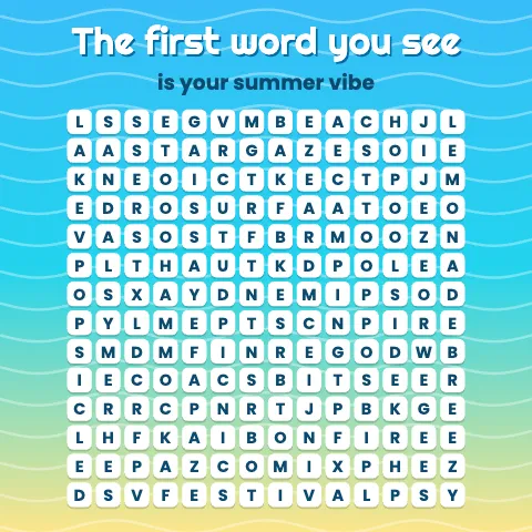 The first word you see is your summer vibe: word grid puzzle