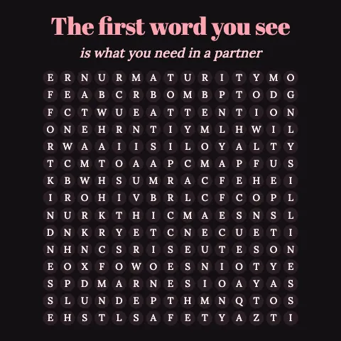 The first word you see is what you need in a partner: word grid puzzle