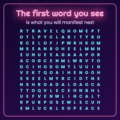 The first word you see is what you will manifest next: word grid puzzle
