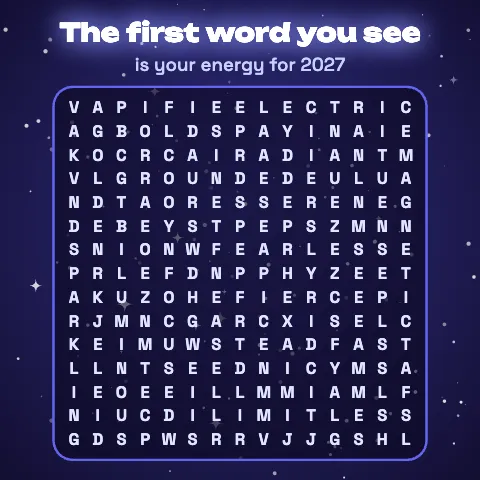 The first word you see is your energy for 2027: word grid puzzle