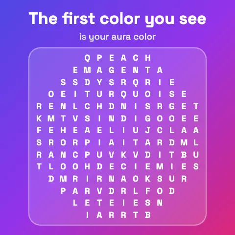 The first color you see is your aura color: word grid puzzle
