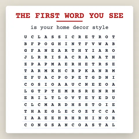 The first word you see is your home decor style: word grid puzzle