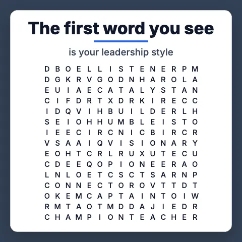 The first word you see is your leadership style: word grid puzzle