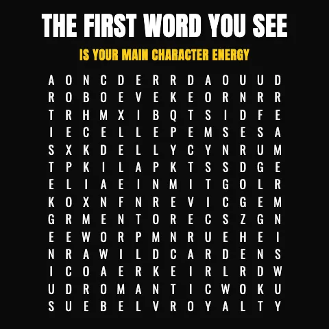 The first word you see is your main character energy: word grid puzzle