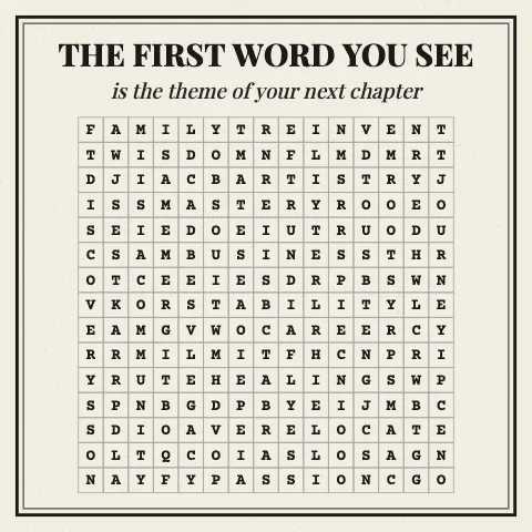 The first word you see is the theme of your next chapter: word grid puzzle