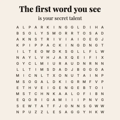 The first word you see is your secret talent: word grid puzzle