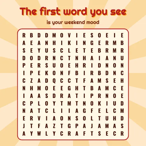 The first word you see is your weekend mood: word grid puzzle
