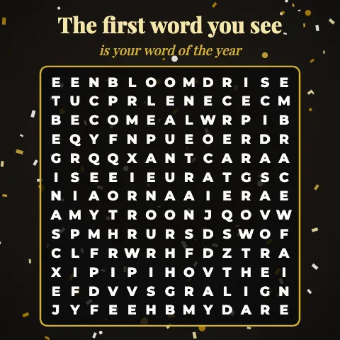 The first word you see is your word of the year: word grid puzzle